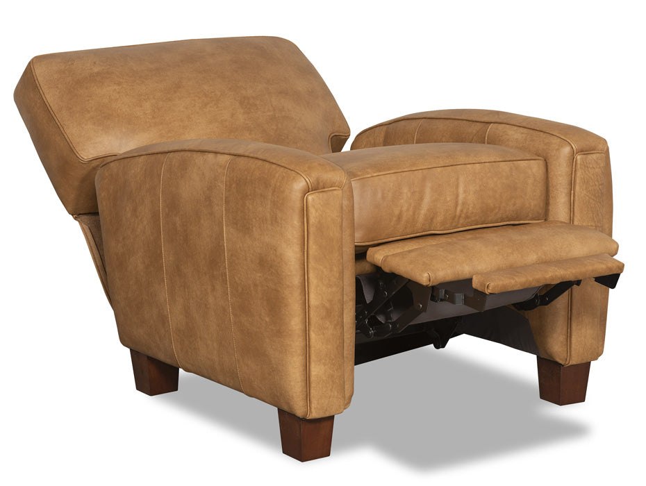 Houk tan leather recliner, reclined - Your Western Decor