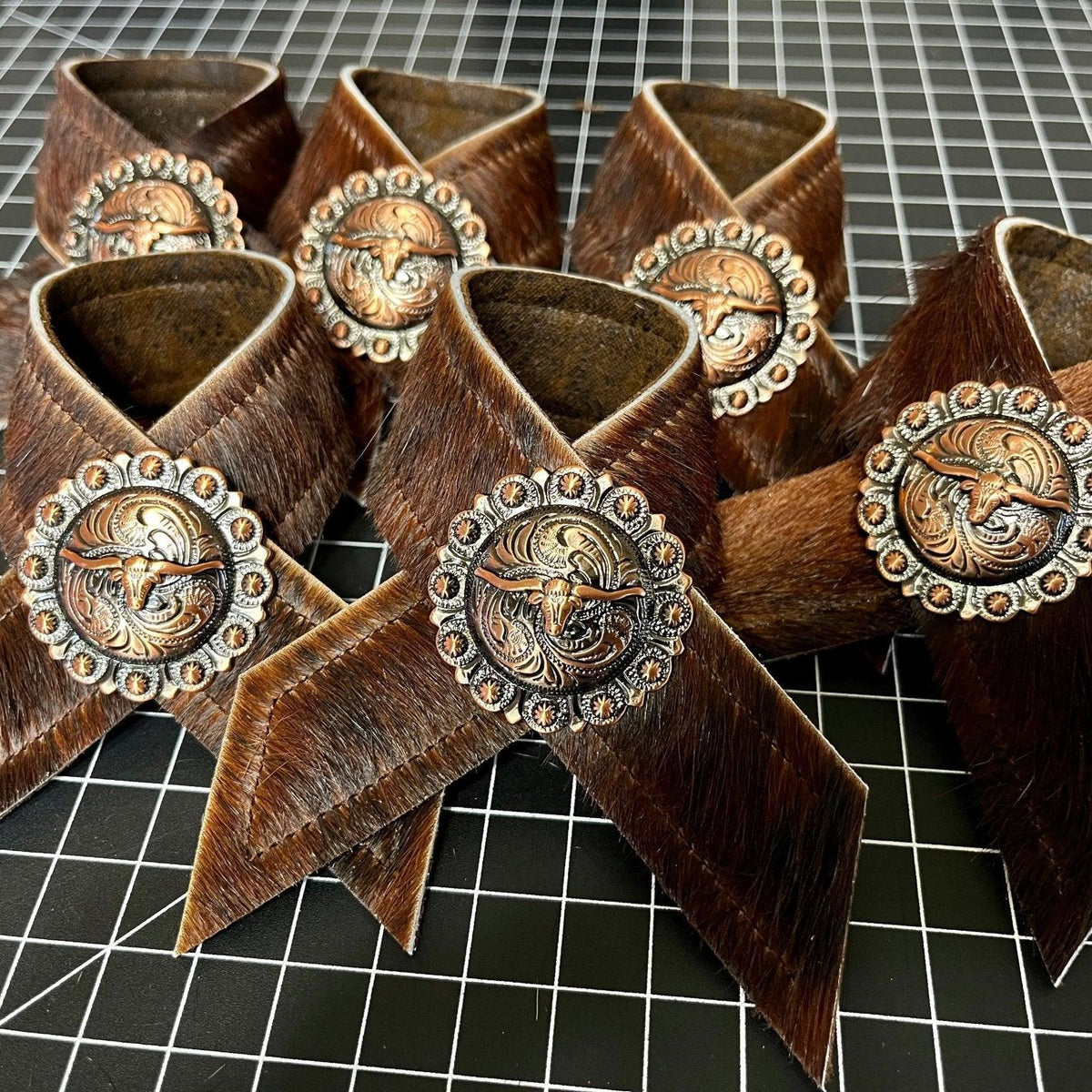 Brindle Cowhide Concho Napkin Rings | Your Western Decor