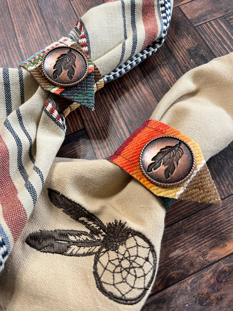 Feathers concho serape napkin rings - Custom made in the USA - Your Western Decor