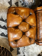 Artisan leather tufted ottoman made in the USA - Your Western Decor