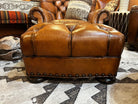 Artisan leather tufted ottoman made in the USA - Your Western Decor