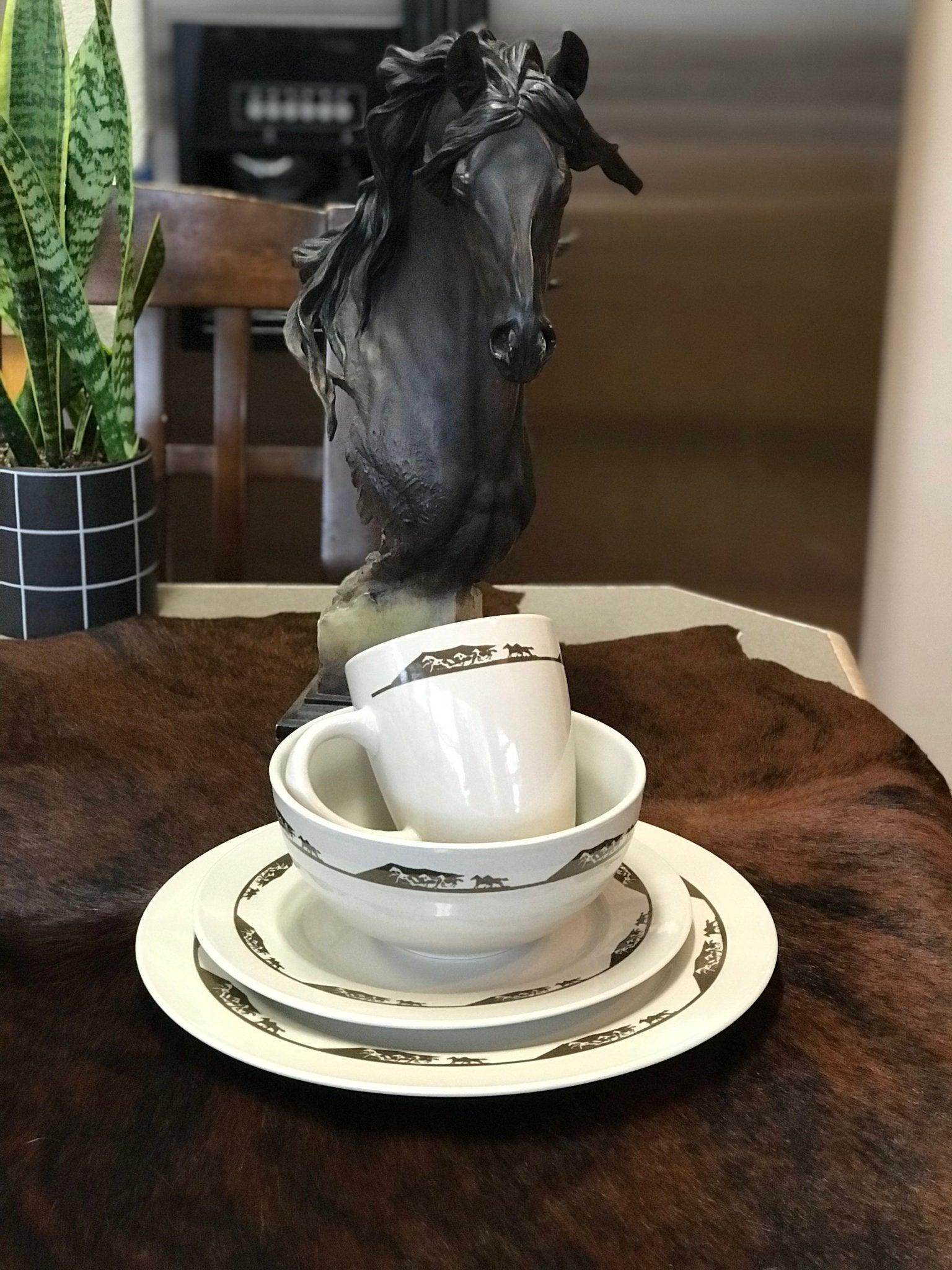 Wide Open Horses Dinnerware 16-pc - Your Western Decor