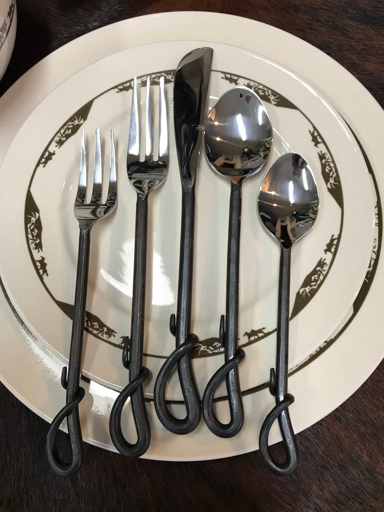 Forged loop iron flatware set - Your Western Decor