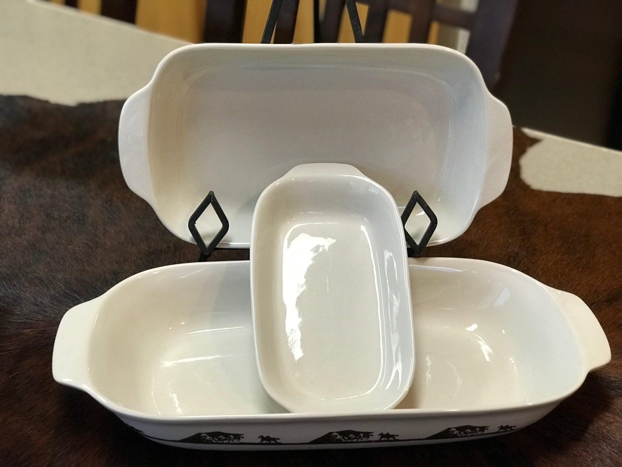 Horses Wide Open Baking Dishes - Stoneware 3-pc Set - Your Western Decor