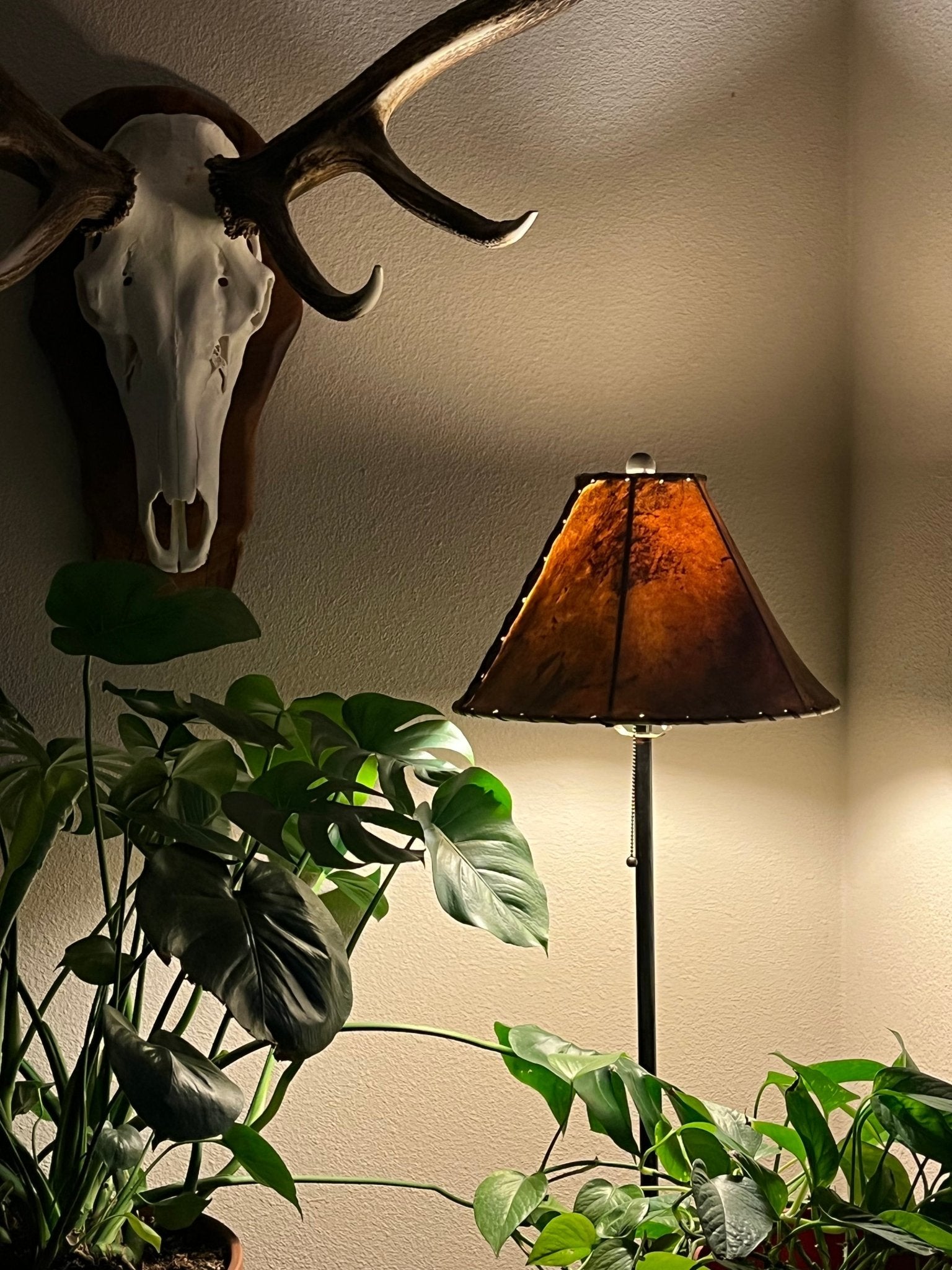 Brown dyed rawhide lamp shade - Your Western Decor