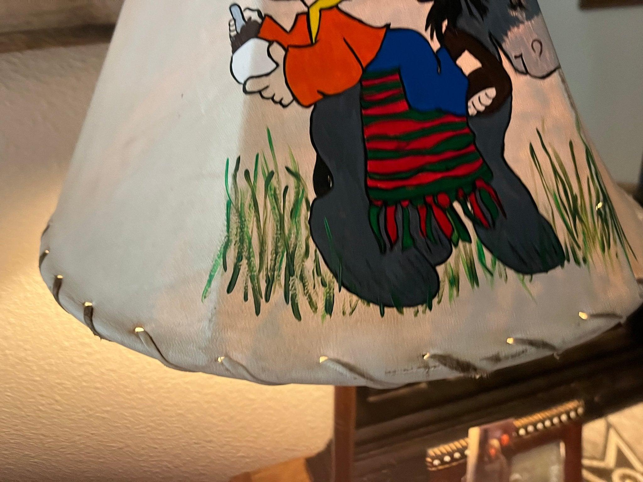 "Amigos" Hand Painted Precious Moments Rawhide Lamp Shade - Hand Painted children's lamp shade - Your Western Decor l