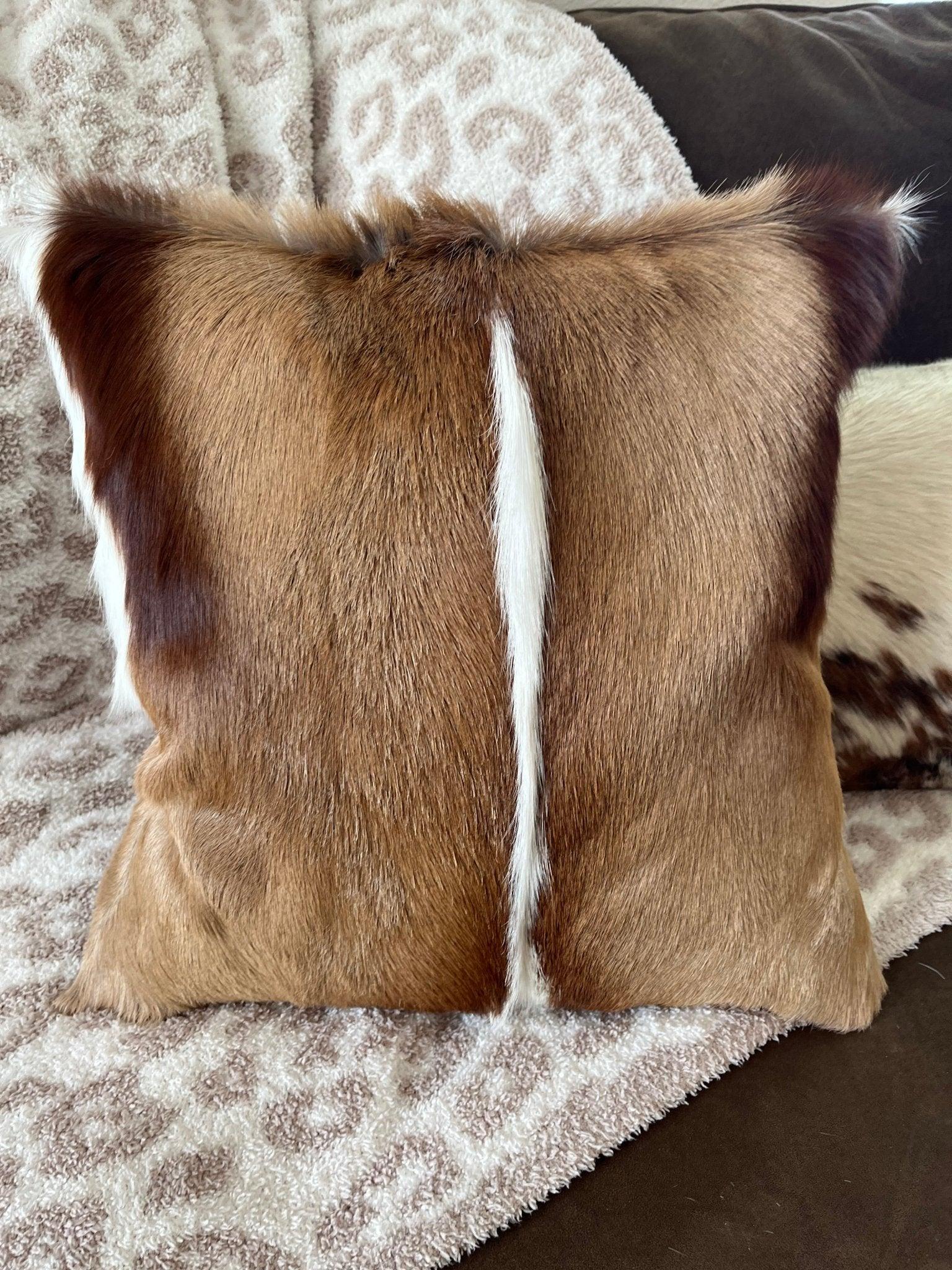 Handmade Springbok deer hide throw pillow - Your Western Decor