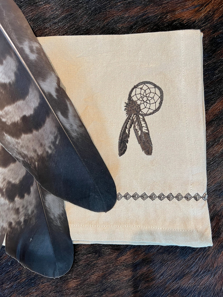 Eagle Feather Embroidered Cloth Napkins | Your Western Decor