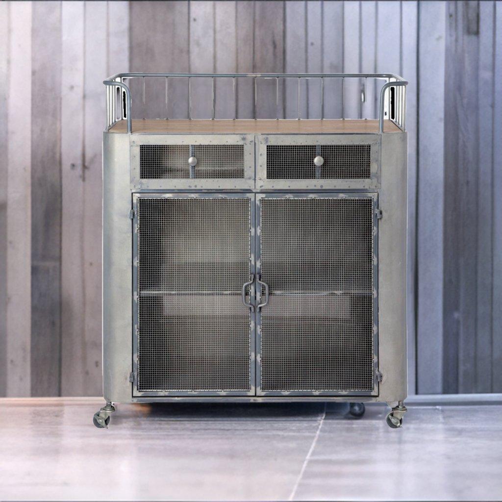 Industrial bar cart cabinet on wheels - Your Western Decor