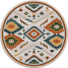 American made Southwestern Interlaced Horizon Round Area Rug with geometric patterns - Your Western Decor