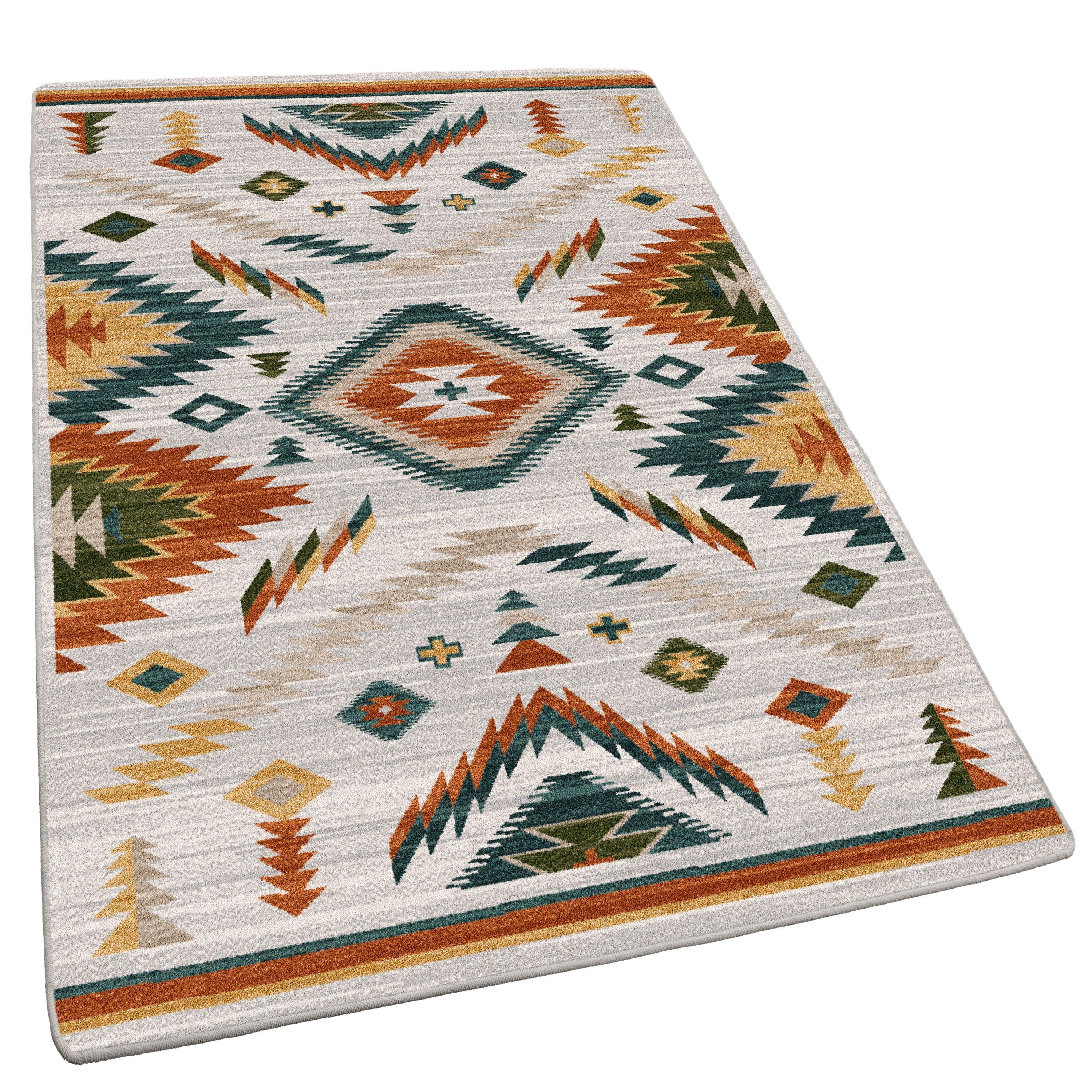 American made Southwestern Interlaced Horizon Area Rug with geometric patterns - Your Western Decor