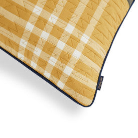 Joshua Tree Euro Sham - Plaid Stripes - Ochre Yellow, Blue, Red & Orange - Your Western Decor