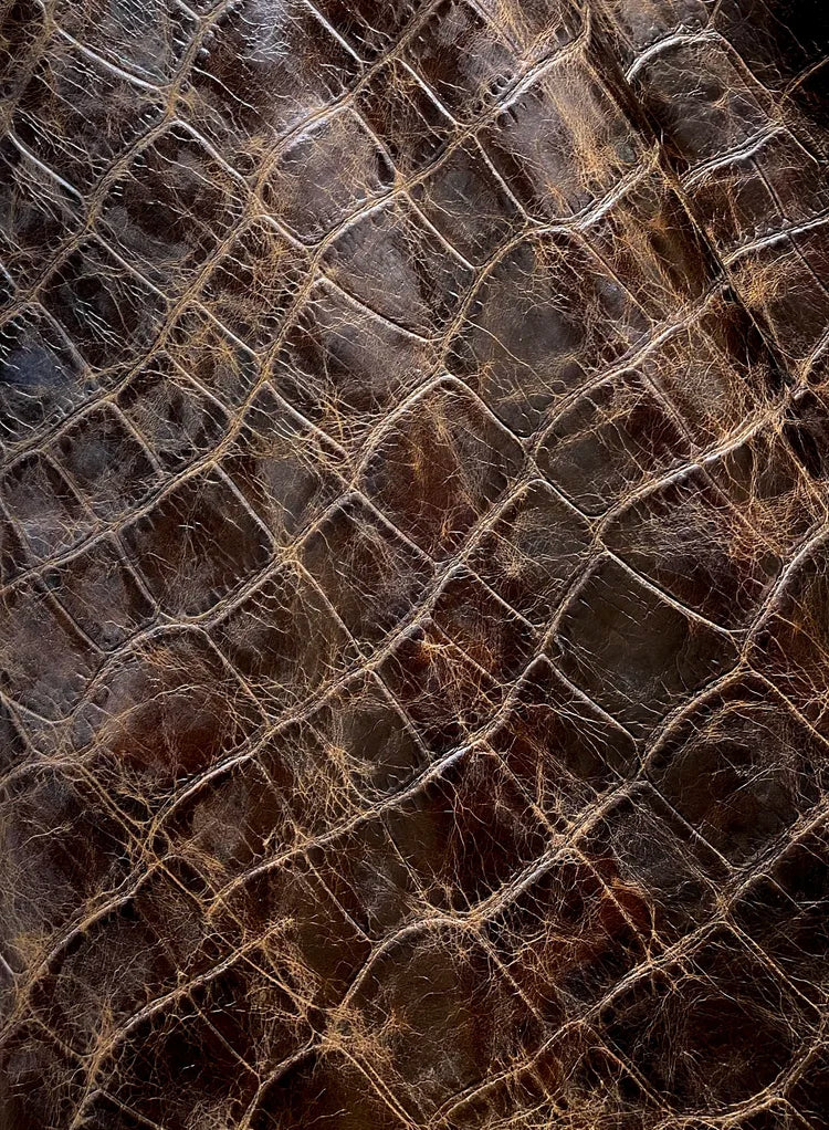 Large scale croc embossed upholstery leather 