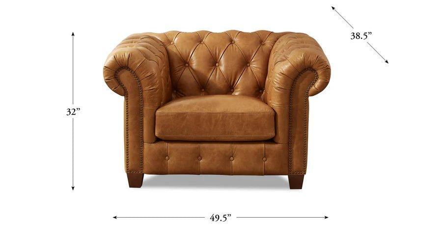 Kingston Tufted Leather Chair - Dimensions - Your Western Decor