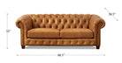 Kingston Tufted Leather Sofa - Dimensions - Your Western Decor