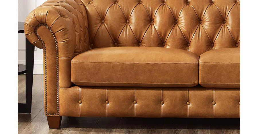Kingston Tufted Leather Sofa - Your Western Decor
