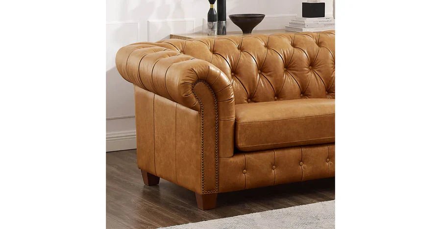 Kingston Tufted Leather Sofa - Your Western Decor