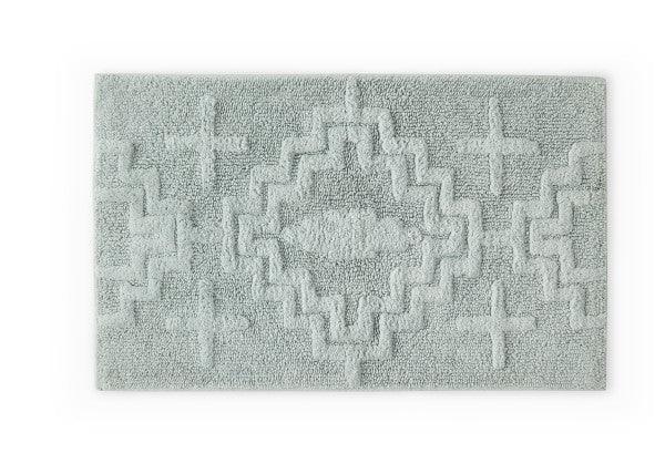 Kiva Sky Gray Bath Rug - 100% cotton - Geometric Design aqua color - Your Western Decor