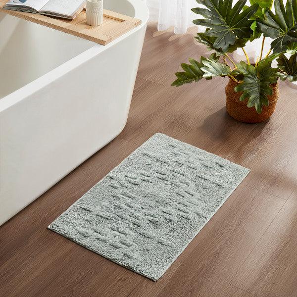 Kiva Sky Gray Bath Rug - 100% cotton - Geometric Design - Gray/Blue - Your Western Decor