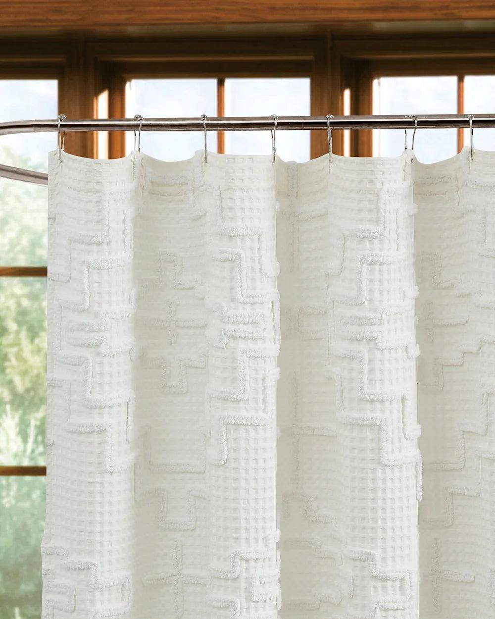 Kiva Ivory Shower Curtain - Geometric pattern - 72" x 72" - Your Western Decor