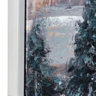 abstract pine forest landscape canvas wall art set in blue and neutral tones for modern rustic and designer interiors - detail view