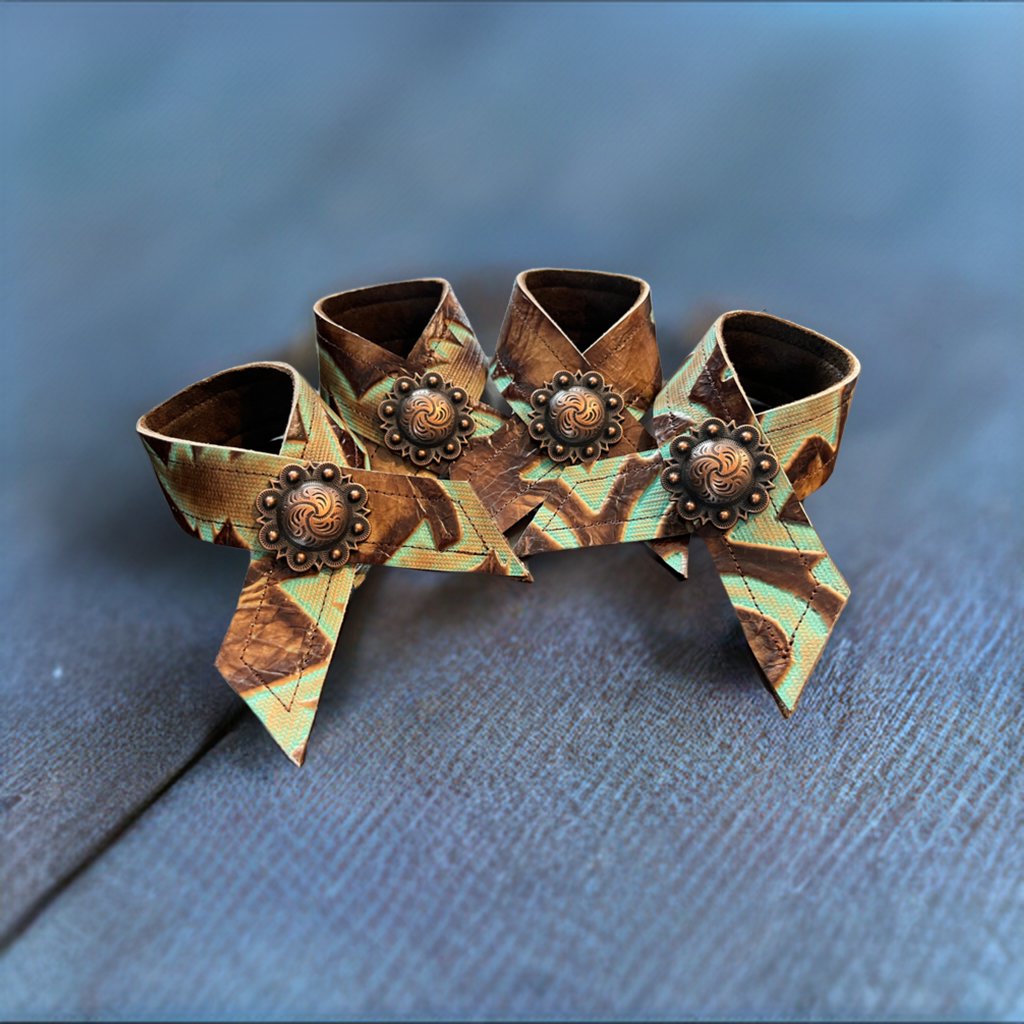 Laredo brown and aqua leather napkin rings by Your Western Decor
