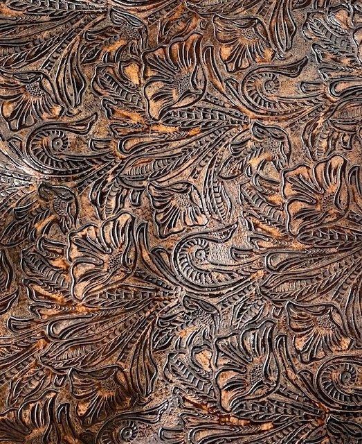 Large Floral Mocha Embossed Leather - Your Western Decor