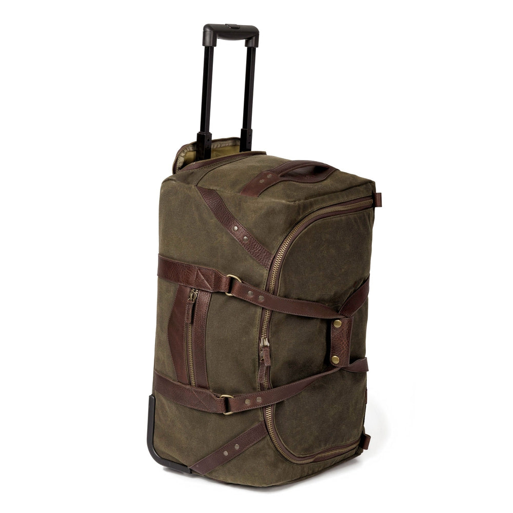 Waxed canvas and leather roll-on duffle bag made in the USA - Your Western Decor