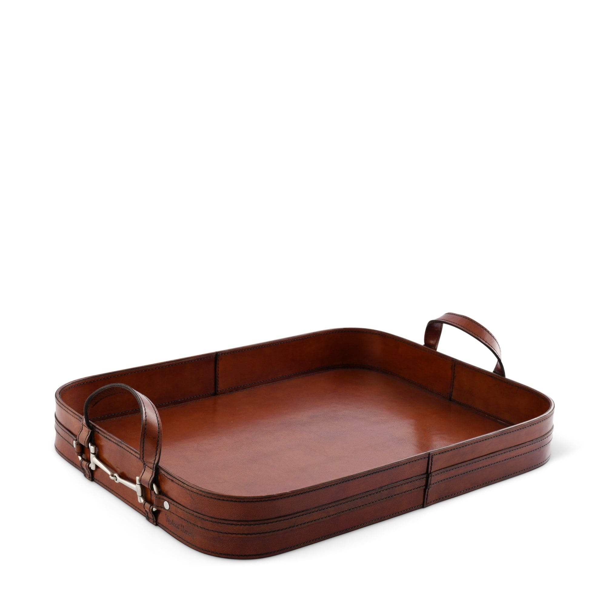 Leather serving tray with handles - Your Western Decor