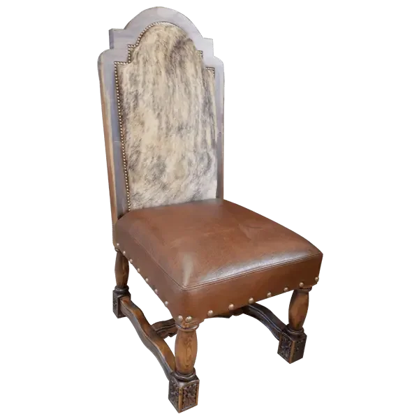 Light Brindle Dining Chair. Chair with brown leather seat and backrest 