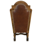 Light Brindle Dining Chair.Wooden chair with brown leather backrest