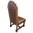 Light Brindle Dining Chair. Brown leather chair with wooden frame