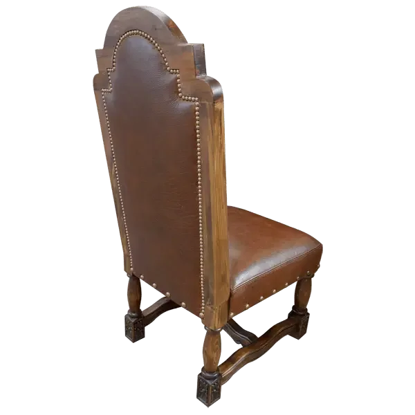 Light Brindle Dining Chair. Brown leather chair with wooden frame