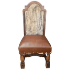 Light Brindle Dining Chair. Brown leather chair with cowhide backrest