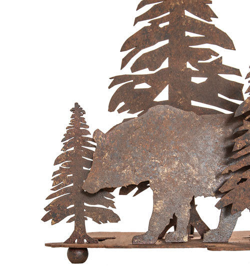 Lone Bear Lamp metal pine tree and bear silhouette