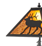Rustic elk table lamp shade with amber mica and black elk silhouette detail