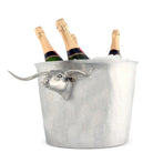 Luxury pewter ice tub with detailed carved pewter longhorn steer handles - Your Western Decor