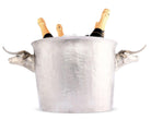 Pewter longhorn handle ice bucket side view - Your Western Decor