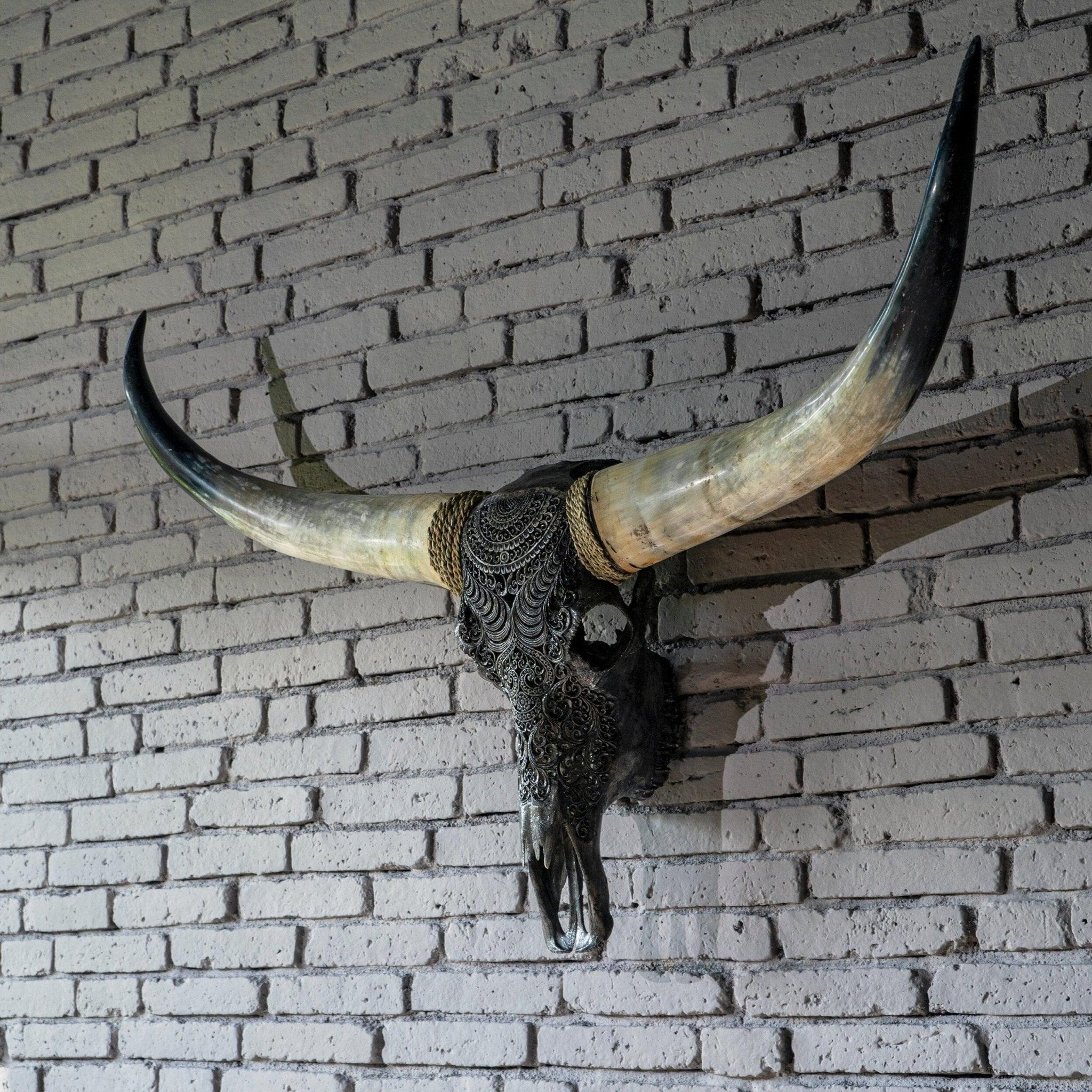 Boho Carved Longhorn Skull - Your Western Decor