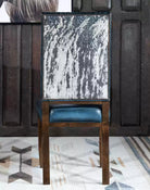 American made Luxury Blue Leather Dining Chairs with cowhide back - Your Western Decor