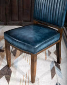 American made Luxury Blue Leather Dining Chairs with cowhide back - Your Western Decor