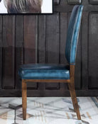 American made Luxury Blue Leather Dining Chairs with cowhide back - Your Western Decor