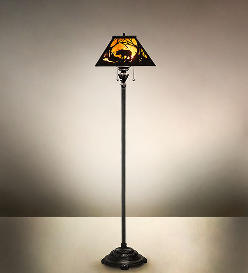 Lone Bear Table Lamp with Amber Mica Shade | Rustic Wildlife Lighting ...