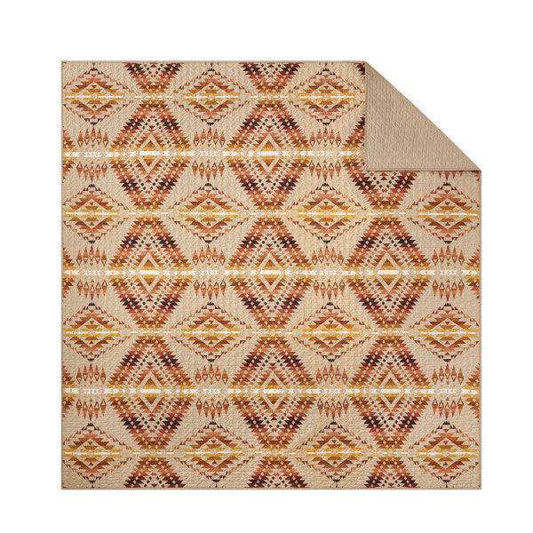 Mission Trails Irish Cream Coverlet Set - Cotton - Aztec Design - Tan, Reds, Browns & White - Quilt & 2 Shams - Your Western Decor