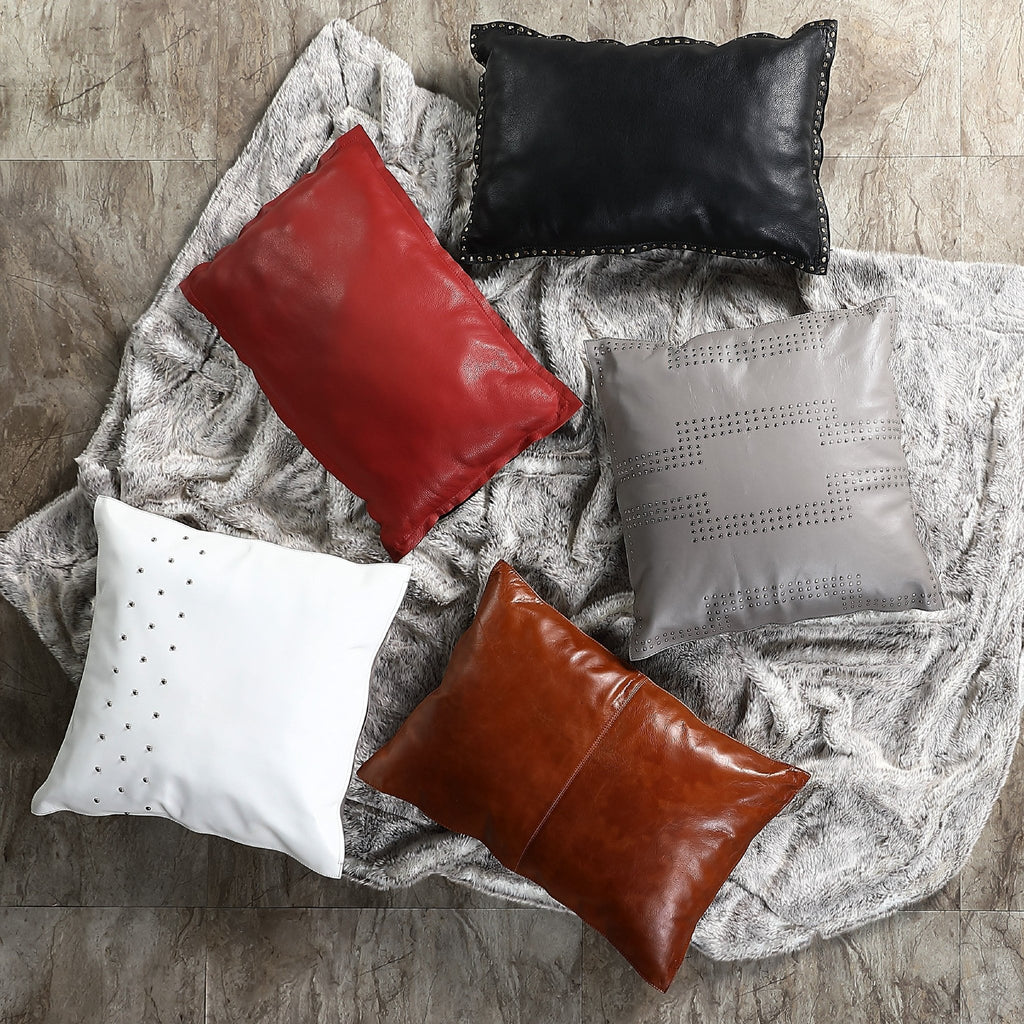 Genuine leather accent pillows - Your Western Decor