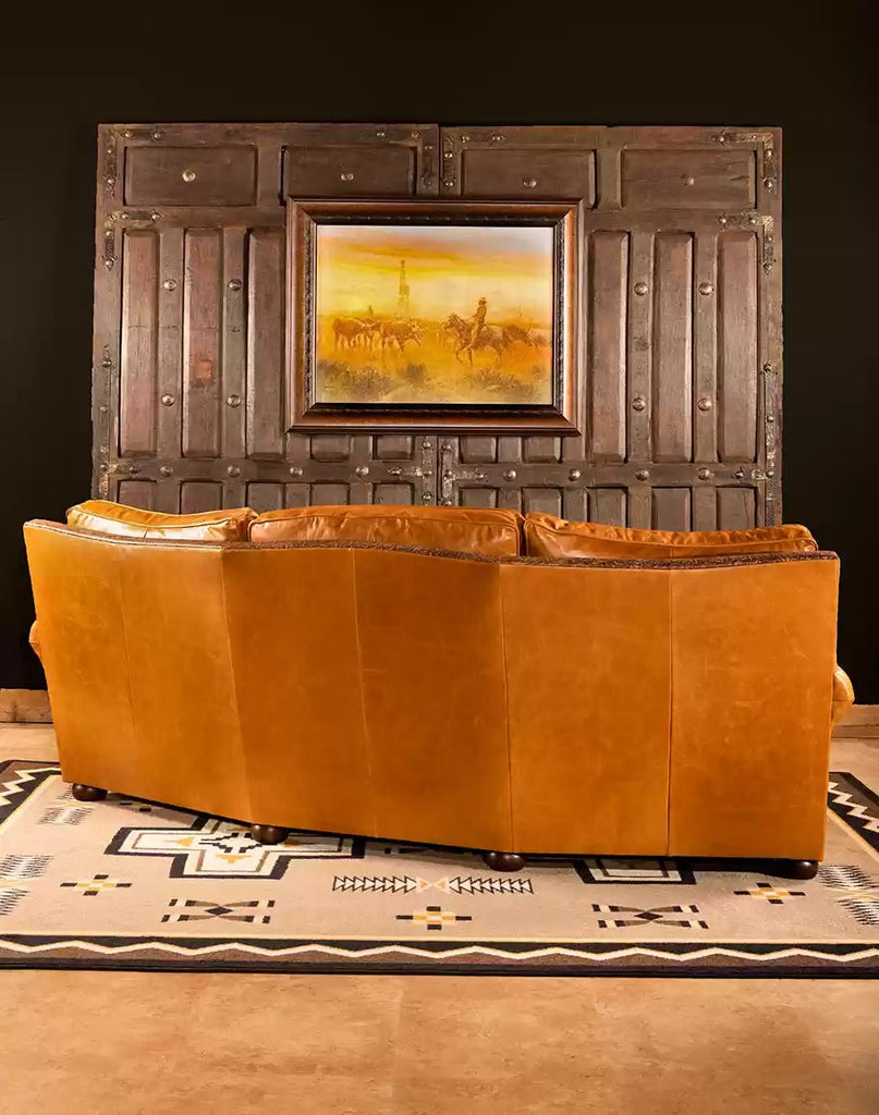 American made Monarca Curved Sunset Leather Sofa Back - Your Western Decor