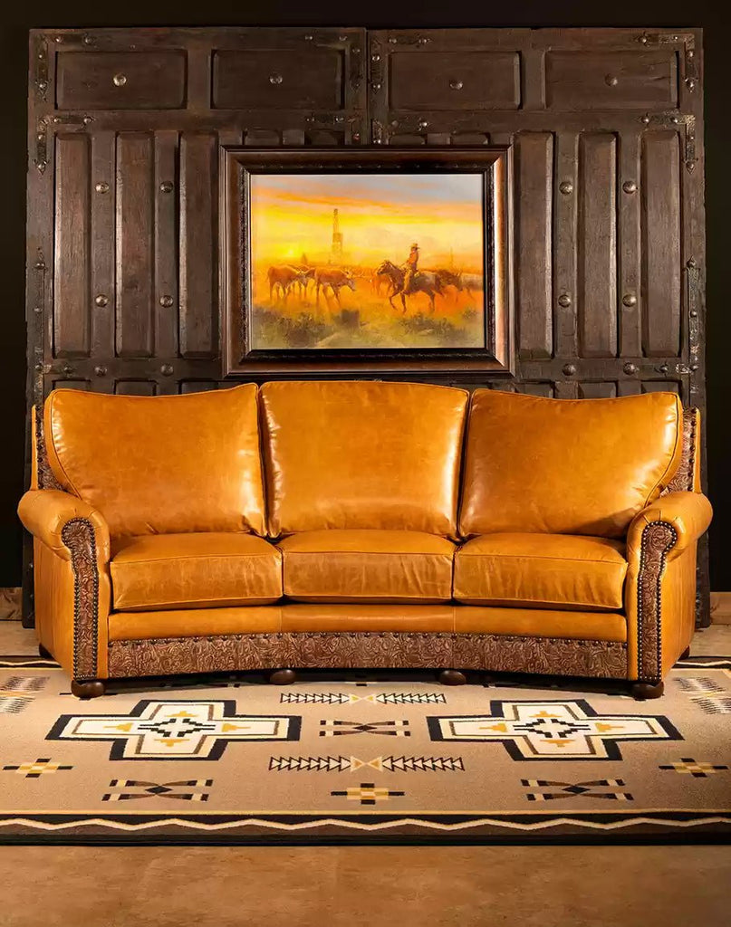 American made Monarca Curved Sunset Leather Sofa - Your Western Decor
