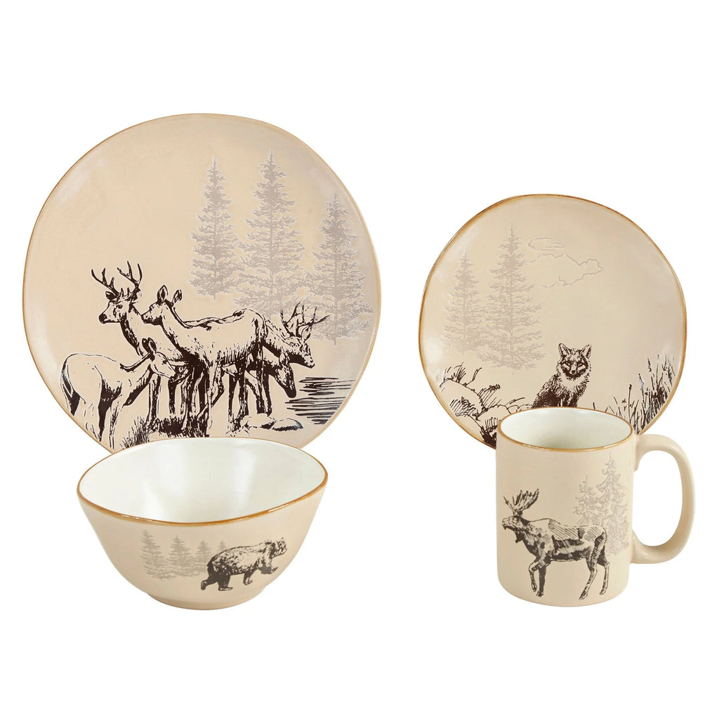Mountain Pine 16PC Ceramic Dinnerware Set - Your Western Decor