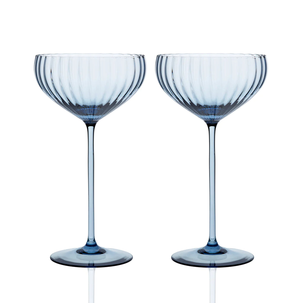 Mouth-blown Blue Coupe Glasses - Your Western Decor