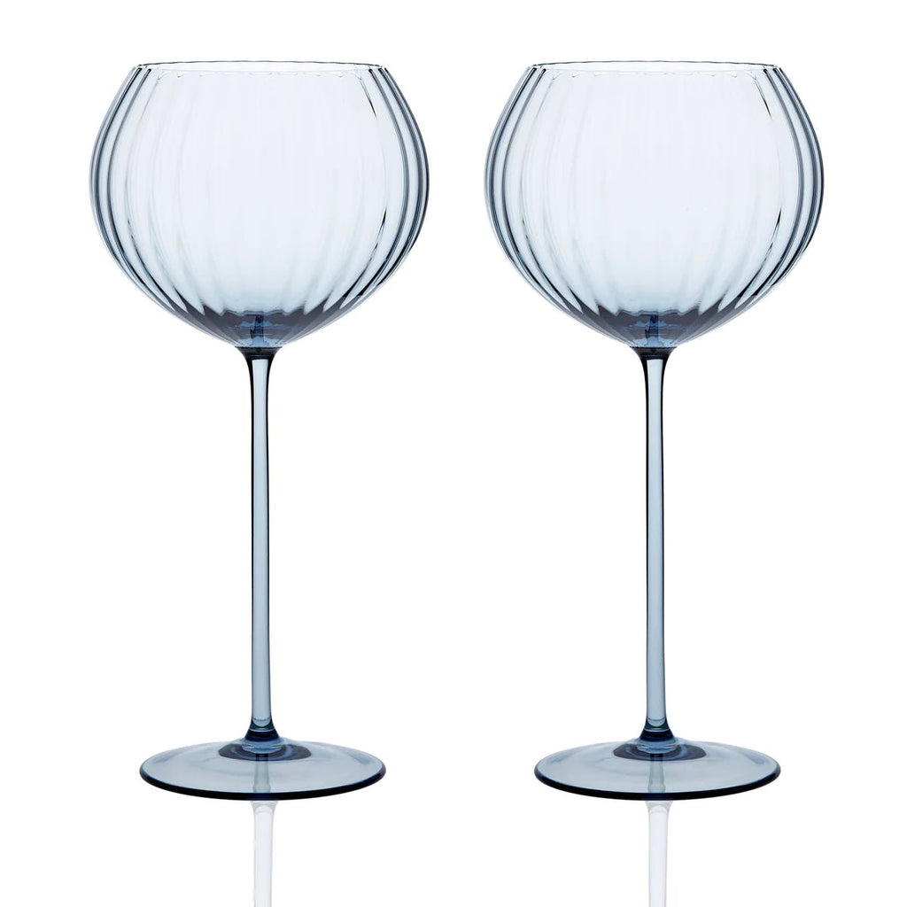 Mouth-blown Blue Red Wine Glasses - Your Western Decor